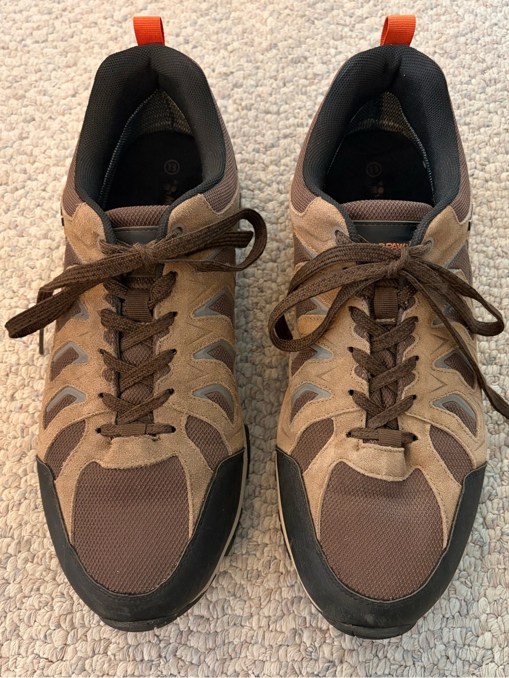 BearPaw Men's Brown Suede w/Mesh Trim Lace-Up Sneakers. Size 13